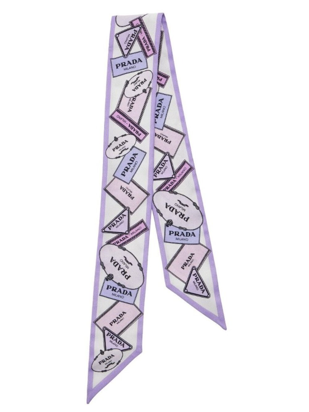 PRADA heritage printed twill twilly silk scarf purple floral